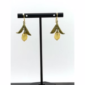 Michael Michaud Lemon Drop Dangle Leaf Wire Earrings