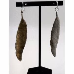 Michael Michaud Long Silver Leaf Wire Earrings