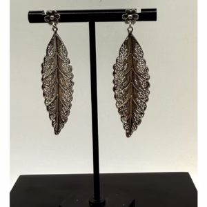 Portuguese Sterling Silver Filigree Leaf Earrings