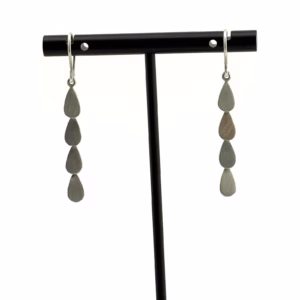 Jane Diaz Sterling Silver Tear Drop Cascade Earrings - Hand Cut Design