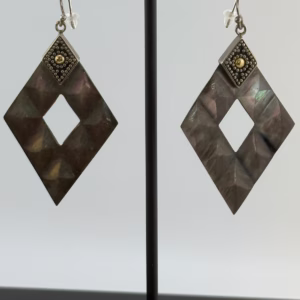 Bali Designs by Robert Manse Black Mother-of-Pearl Diamond-Shape Earrings