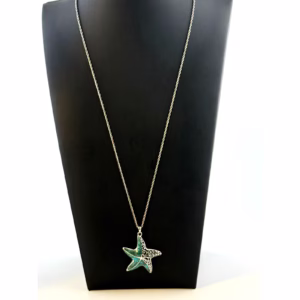 925 Sterling Silver Turquoise Starfish Pendant Necklace