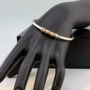 Vintage 925 Sterling Silver Hinged Bracelet with Sliding Beads