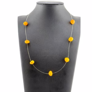 Bright Yellow Agate Stone Beaded Necklace