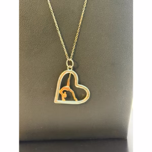 925 Sterling Silver Heart Gymnastics Pendant Necklace