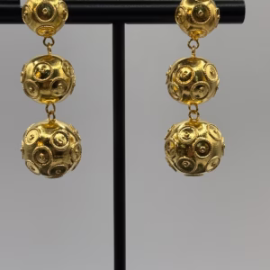 Portuguese Gold Plated Sterling Silver Viana Conta Earrings