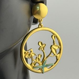 Karine Sultan Enchanted Gold Green Dangle Stmt Earrings