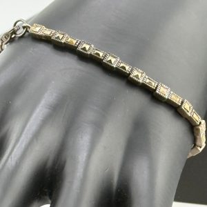 Sterling Silver Pyramid Shaped Marcasite Bracelet