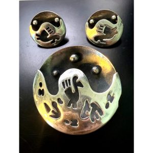 Hector Aguilar for Coro Diorama SS Brooch and Earrings Set