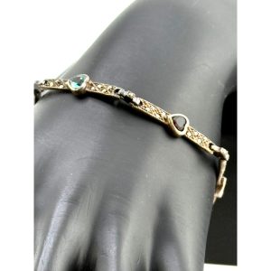 Sterling Silver Tourmaline Multi-Color Marcasite Bracelet