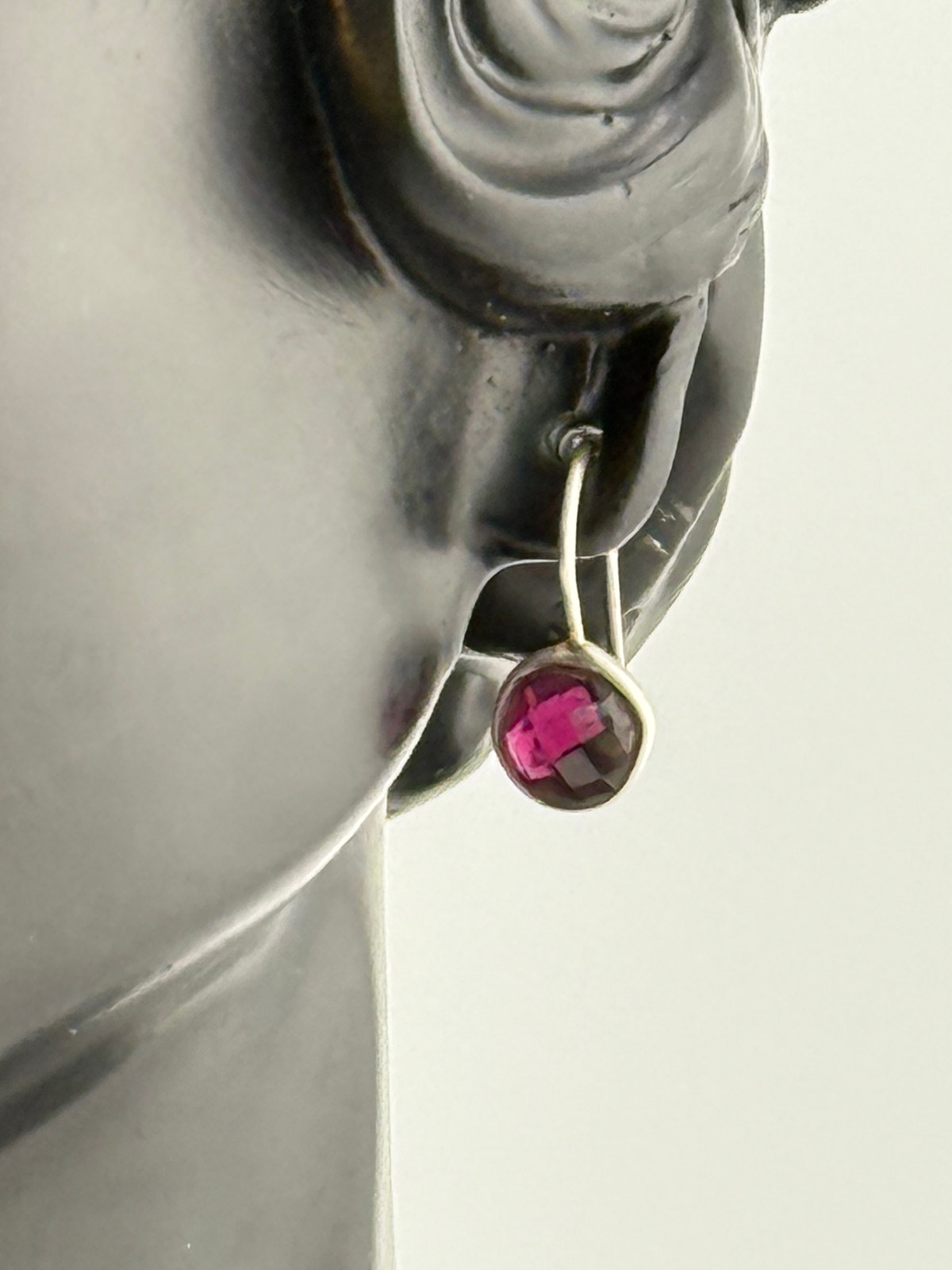 Jane Diaz Small Faceted Red Stone Drops Dangle Earrings