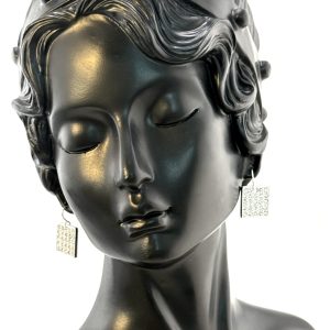 Karine Sultan Silver Square Pave Dangle Earrings