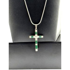 925 SS Rare Elbaite (Tourmaline) Cross Pendant Necklace