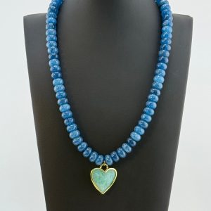 Jessica Matrasko Caia Dk. Blue Jade Beads Pendant Necklace