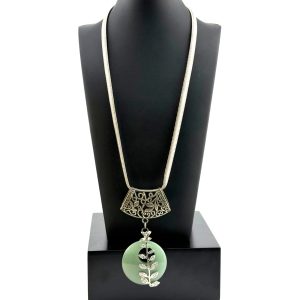Jadeite Chunky Slide Pendant on 18" Snake Chain Necklace