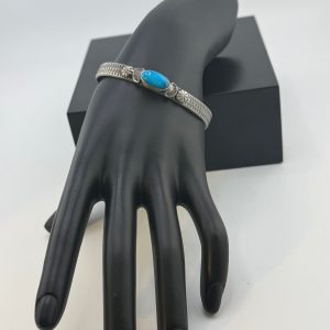 Navajo Turquoise Cabochon Bracelet Signed M Spencer
