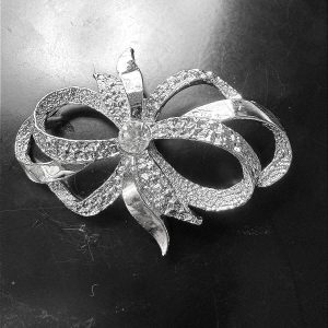 Vintage Rhinestone Bow Brooch Signed Gerry's