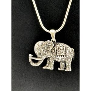 Vintage Sterling Silver Elephant Necklace, 18 Inches