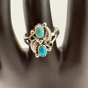 Navajo Harris Largo Turquoise Sterling Silver Ring Size 7.25