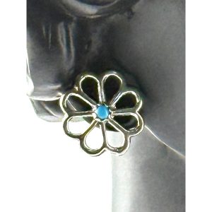 Navajo Dainty Flower Turquoise Sterling Stud Earrings
