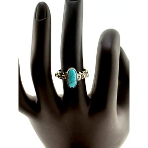 Navajo Andrew Vandever Turquoise Sterling Silver Ring Size 7