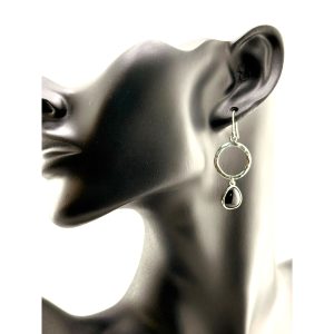 Silpada Dark Halo Drop Earring, Natural Black Agate & Sterling Silver