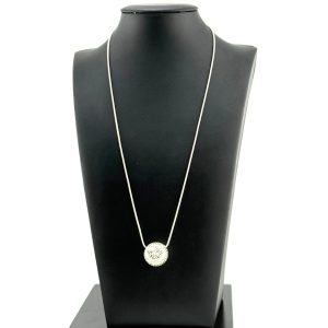 Vintage 925 Sterling Silver Engraved Ball Pendant Necklace
