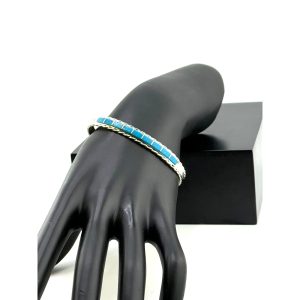 Zuni Jessica Chavez Sterling Silver Turquoise Cuff Bracelet
