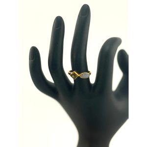Jane Diaz Gold Plated Double Stone Ring Size 7.75