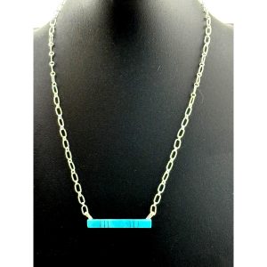Zuni MaDerrel Kallestewa Sterling Turquoise Bar Pendant Necklace