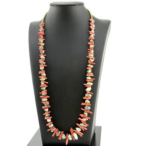 Raw Southwest Turquoise Necklace with Natural Branch Coral
