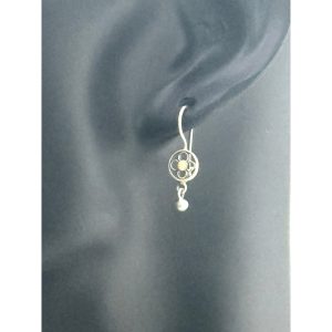 Jane Diaz Sterling Silver Filigree Circle and Ball Earrings