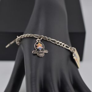 Vintage 2002 Olympics Salt Lake City Enamel Charm Bracelet