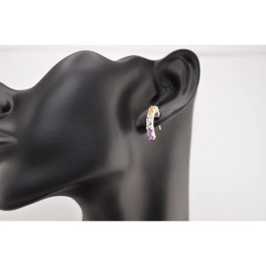 Vintage 925 Sterling Silver Tourmaline Multi-Color Gemstone Post Earrings