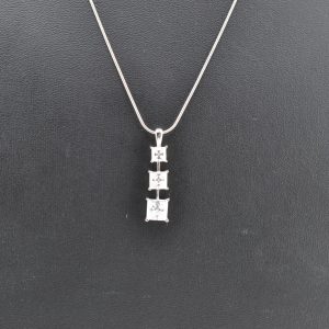 Silpada Sterling Silver Triple Solitaire CZ Pendant Necklace