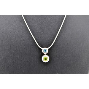 Vintage 925 Italy Sterling Silver Gemstone Pendant Necklace