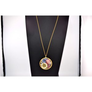 Catherine Weitzman Dried Flowers Pendant Long Necklace