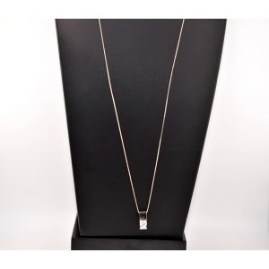 SU Italy Sterling Silver Solitaire CZ Necklace