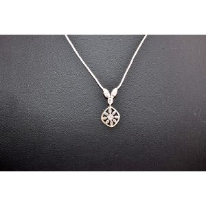 Silpada Sterling Silver 'Starlight' CZ Flower Green Cord Necklace