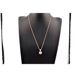 UTC Italy Sterling Silver Solitaire CZ Necklace