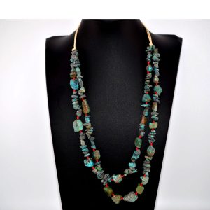 Vintage, Natural Turquoise 2 Strand Necklace, Native American Made