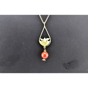 Michael Michaud Pomegranate Tear Drop Pendant Necklace
