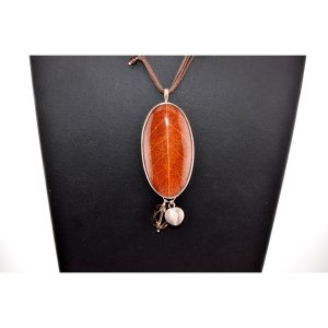 Silpada Sterling Silver Soursop Leaf Pendant Waxed Cotton Cord Necklace