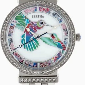 Bertha Emily Mother-Of-Pearl Hummingbird Bracelet Watch NIB with COA