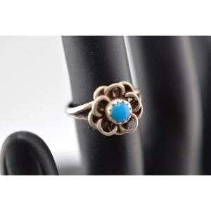 Native American Navajo 925 Sterling Turquoise Ring Size 2.5
