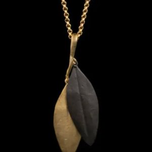 Michael Michaud Cordyline Double Leaf Pendant Necklace - 20" Adj.