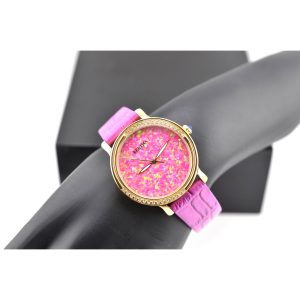 Bertha Courtney Opal-Dial Leather-Band Watch with Crystals Watch NIB with COA