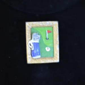 Vintage Artist Nancy Mier Handcrafted Golf Themed Brooch Pin