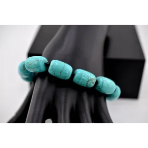 Native American Navajo Blue Howlite Barrel Bead Bracelet