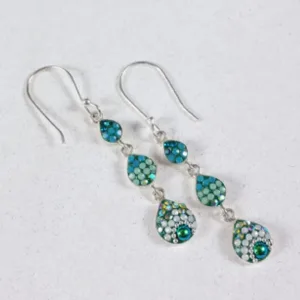 Mosaico Hand Made Sterling Silver Crystal & Glass Dangle Earrings